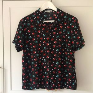 Vans short sleeved collared blouse 90s/Y2K ditzy floral size M